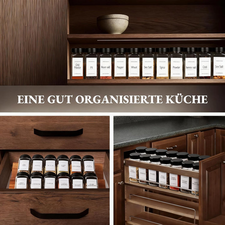 FRIBERG Gewürzgläser mit Streueinsatz [20x 120ml],Gewürzgläser Eckig Set mit Edelstahl Deckel,mit 2