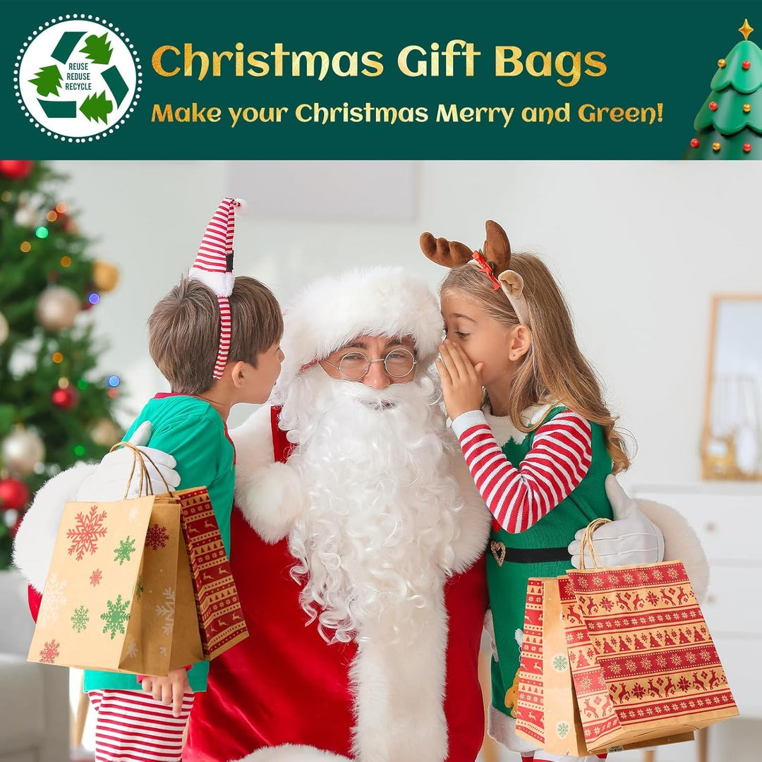 Switory 24 Stück Weihnachten Geschenktüten, 6 Stil Weihnachten kleine Papiertüten mit Griffen für We
