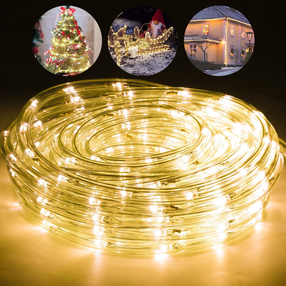 Cecaylie LED Lichterschlauch Aussen Innen, 40M 960 LEDs Warmweiss Lichtschlauch mit Timer und 8 Modi