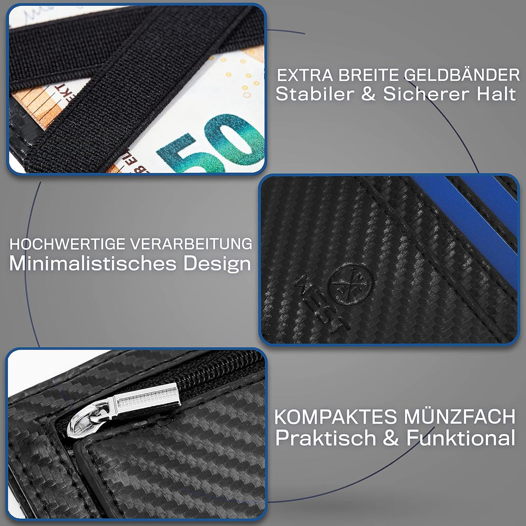WEST - Kreditkartenetui mit Münzfach – inklusive Geschenkbox – kleine Geldbörse für Herren mit RFID-