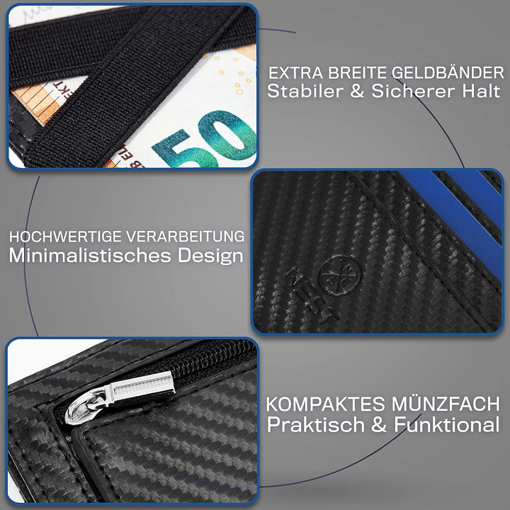 WEST - Kreditkartenetui mit Münzfach – inklusive Geschenkbox – kleine Geldbörse für Herren mit RFID-