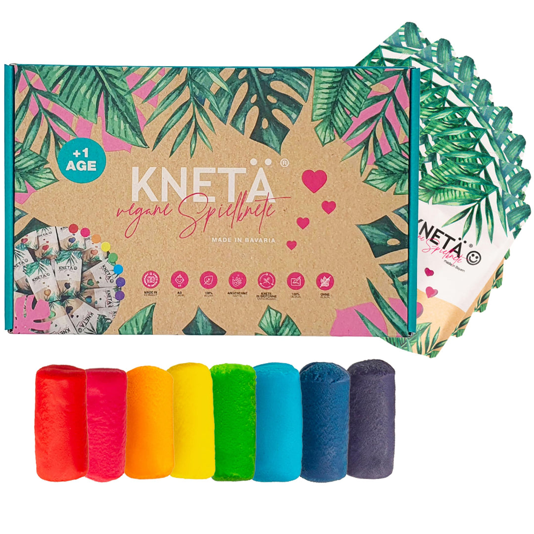 KNETÄ Vegane Spielknete (8X 50g Bag Sets) I Knete für Kinder ab 1 Jahr I Ungiftig I Knete Kleinkinde