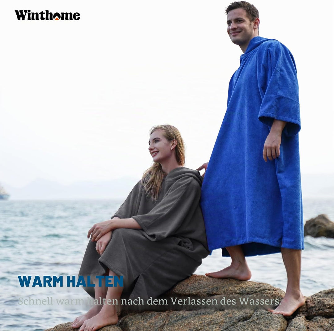 Winthome Poncho Schnelles Trocknen, Badeponcho Strand Umziehhilfe, Surf Poncho Leichtgewicht mit Tas