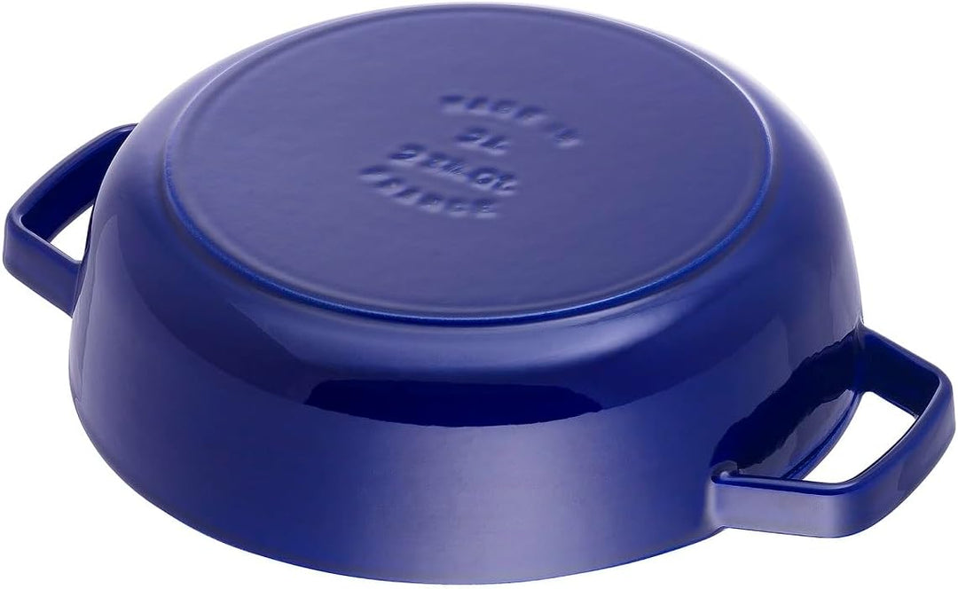 STAUB Gusseisen Bräter, Chistera Tropfenstruktur im Deckel, Rund 28 cm, 3,7 L, Dunkelblau Dunkelblau