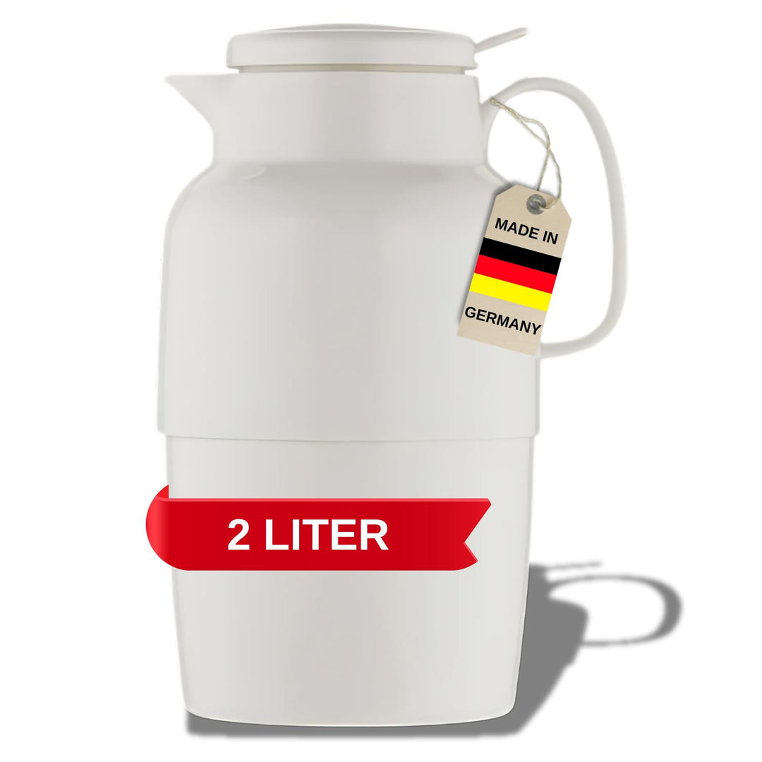 Helios Mondo Push Kunststoff-Isolierkanne, weiss, 2 Liter Weiss 2,0 Liter, Weiss 2,0 Liter