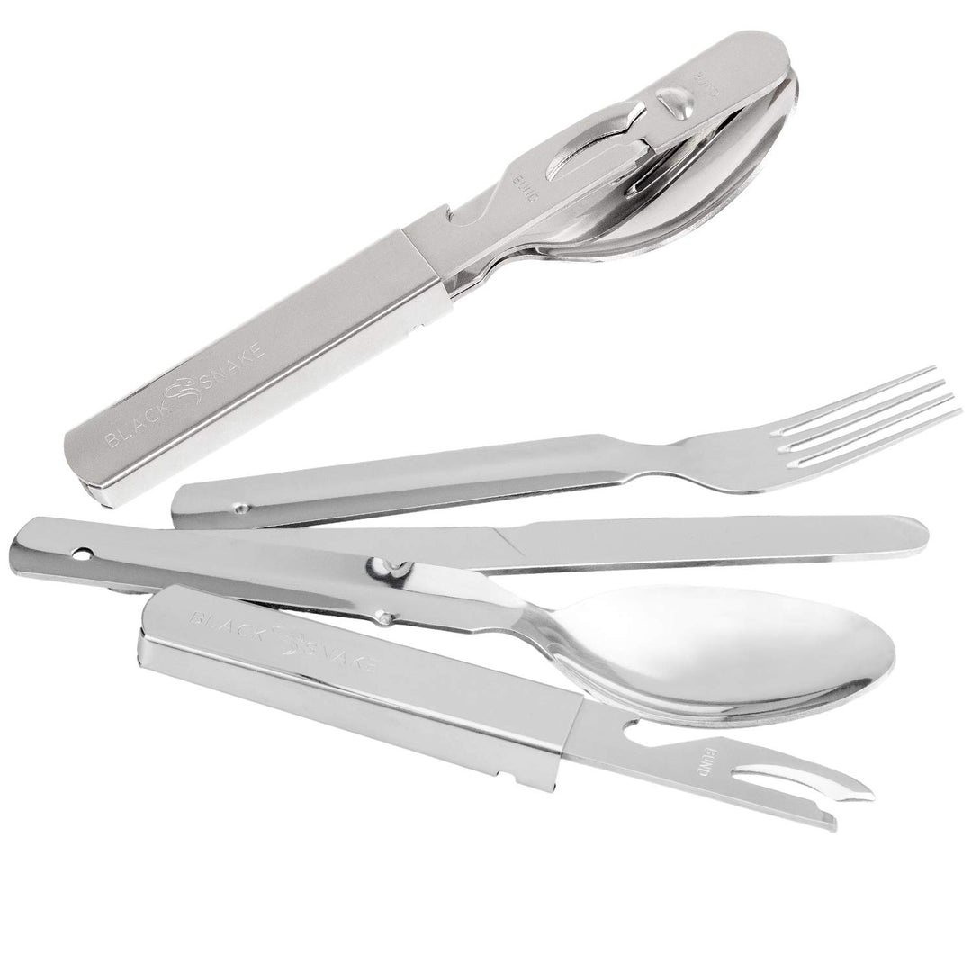 Black Snake Essbesteck 2er 4er oder 6er Set im BW Stil ideales Besteck zum Camping 2 Personen Set, 2