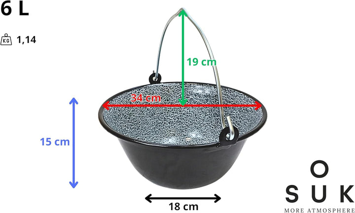 Ungarischer Gulaschkessel Topf 6l Fischkessel Emaillierter Kessel für Gulasch Topf für Schwenkgrill,