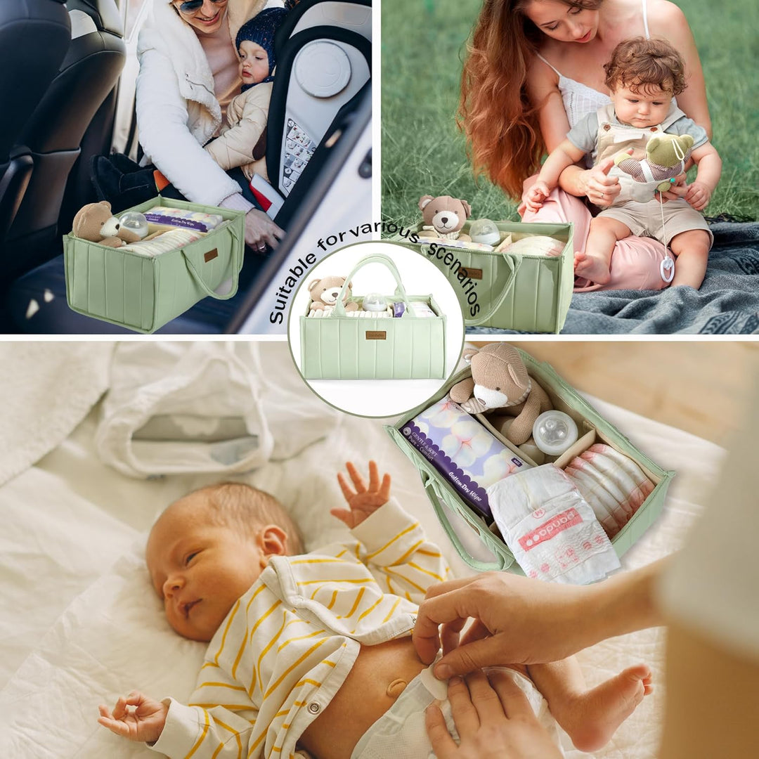 Wickeltasche Organizer, Baby Aufbewahrungskorb mit Herausnehmbaren Fächern, Windeltasche als Geschen