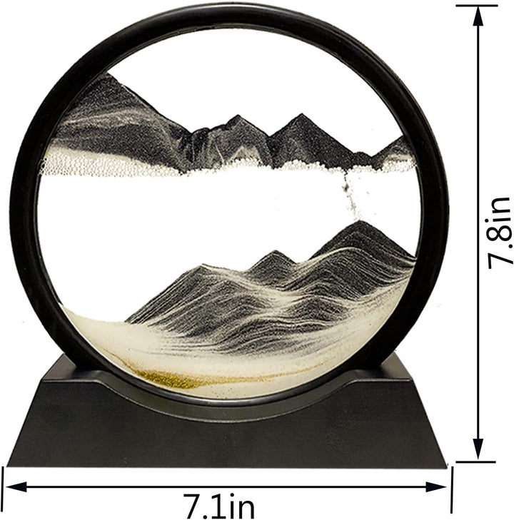 Yuomiker Fliessende Sandmalerei - Dynamisch 3D Sandbilder zum Drehen, Bewegliche Sandkunst runder Gl