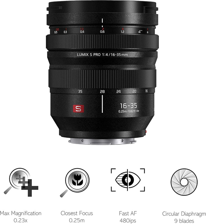 Panasonic S-R1635E LUMIX S PRO Superweitwinkel-Objektiv (16-35 mm, L-Mount Objektiv, F4.0, Filtergrö