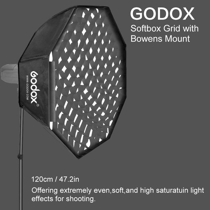 GODOX Softbox 120cm 47in Achteckige Softbox Honeycomb Gitter Softboxen Bowens Halterung für Blitzger