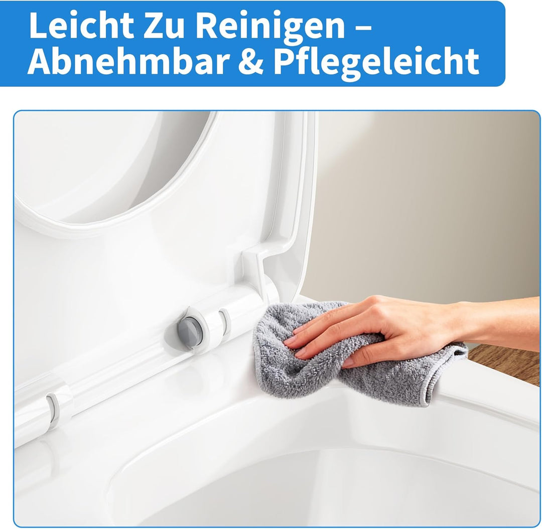 TROPOW Toilettendeckel mit Absenkautomatik,Antibakterieller WC Sitz,Quick-Release-Funktion,Passend f