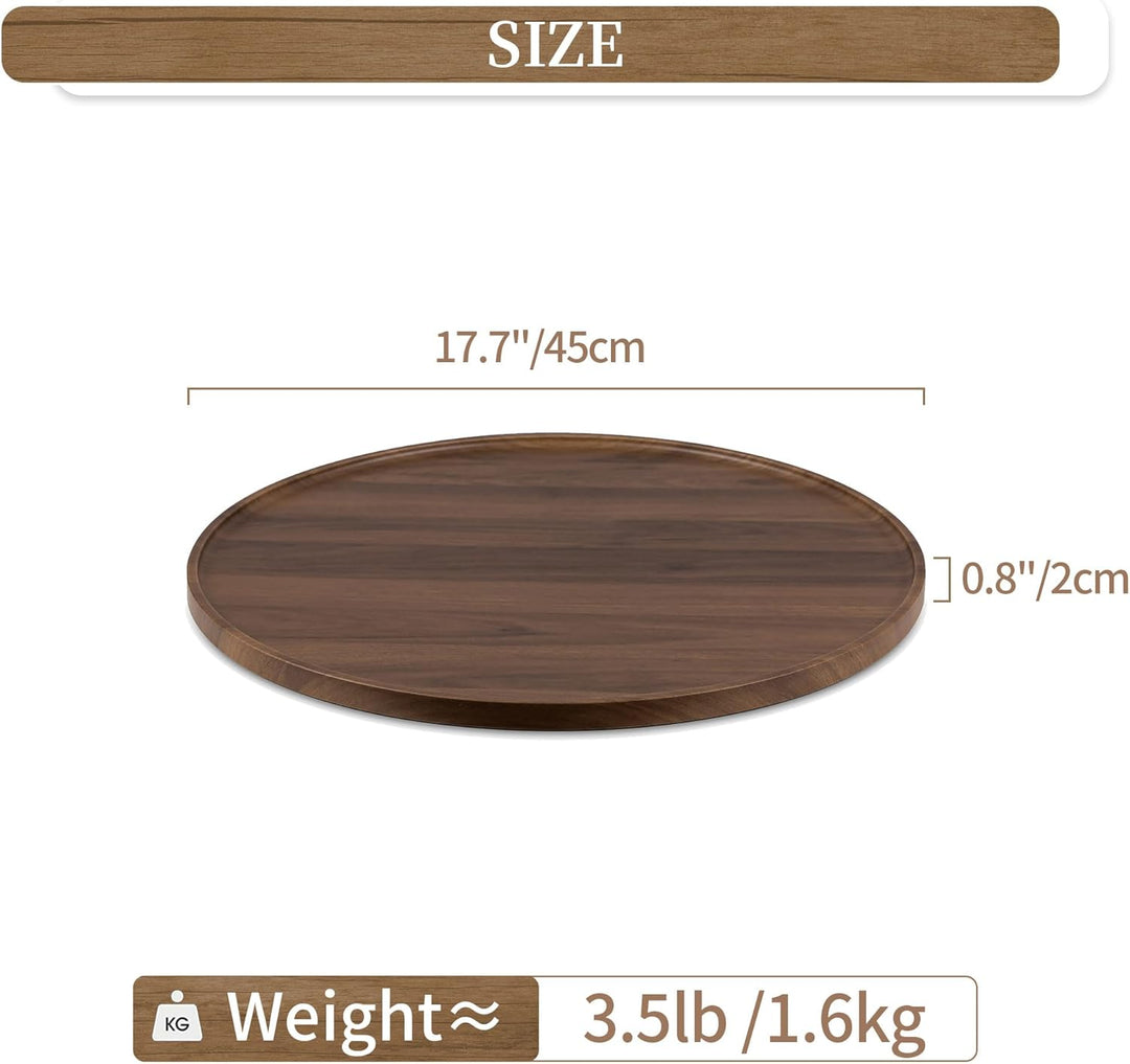 Hanobe Deko Tablett Serviertablett Rund: Rustikal Gross Walnuss Holztablett Nussbaumholz Holz Klein