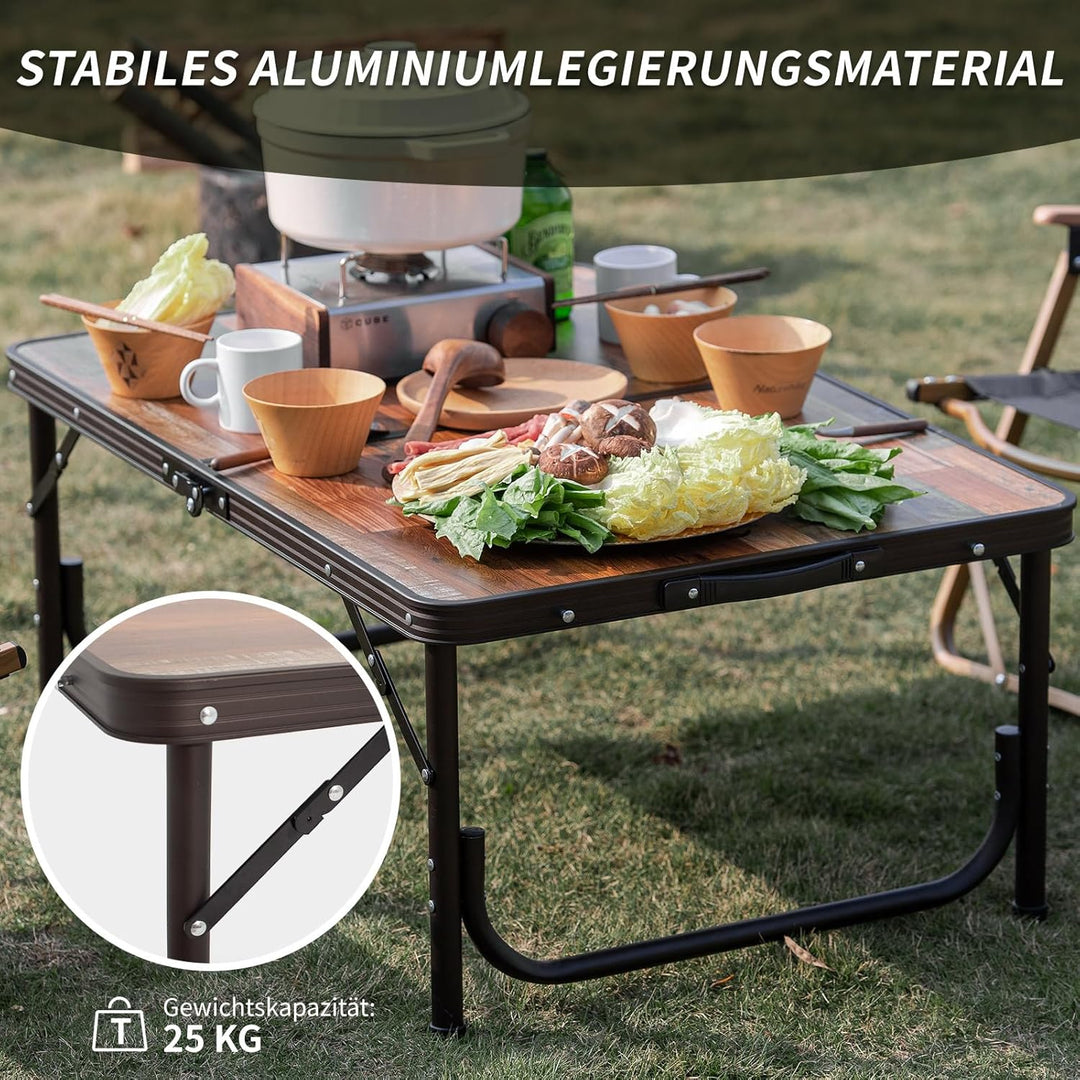 Naturehike Campingtisch Gross Klapptisch höhenverstellbar MDF Tisch mit Tragetasche für Outdoor Camp