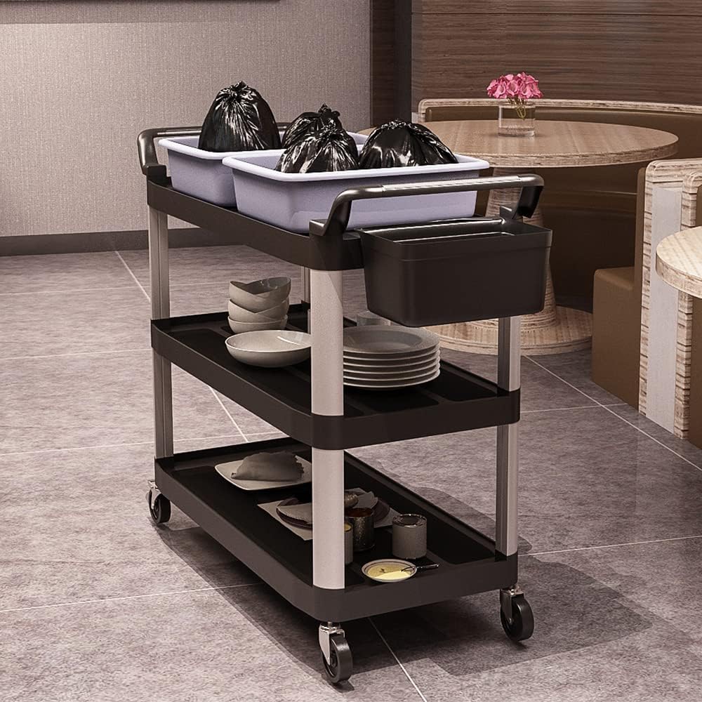 BPT Servierwagen mit 3 Böden Partition Küchenwagen,Tragfähigkeit 250 kg,Reinigungswagen im Restauran