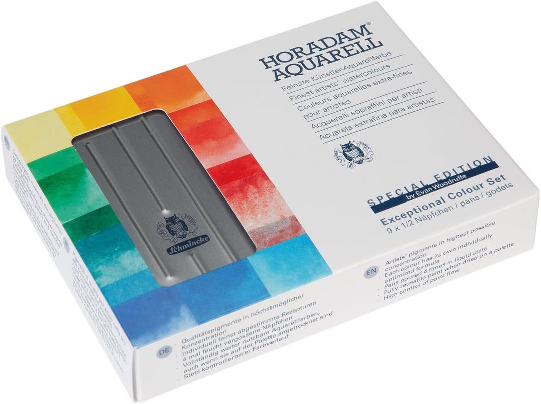 Schmincke - HORADAM® AQUARELL, Exceptional Colours Set, 9 x 1/2 Näpfchen, 74 643 097, Metallkasten,