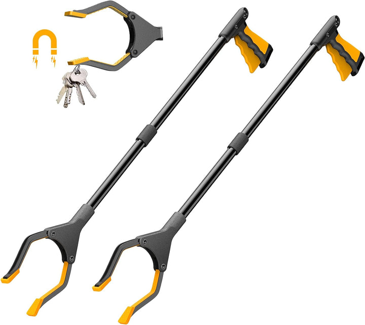 YAUNGEL 2 Stück Faltbare Greifer mit magnetischer Spitze,Müllzange,81 cm Langer Greifzange,90° Drehb
