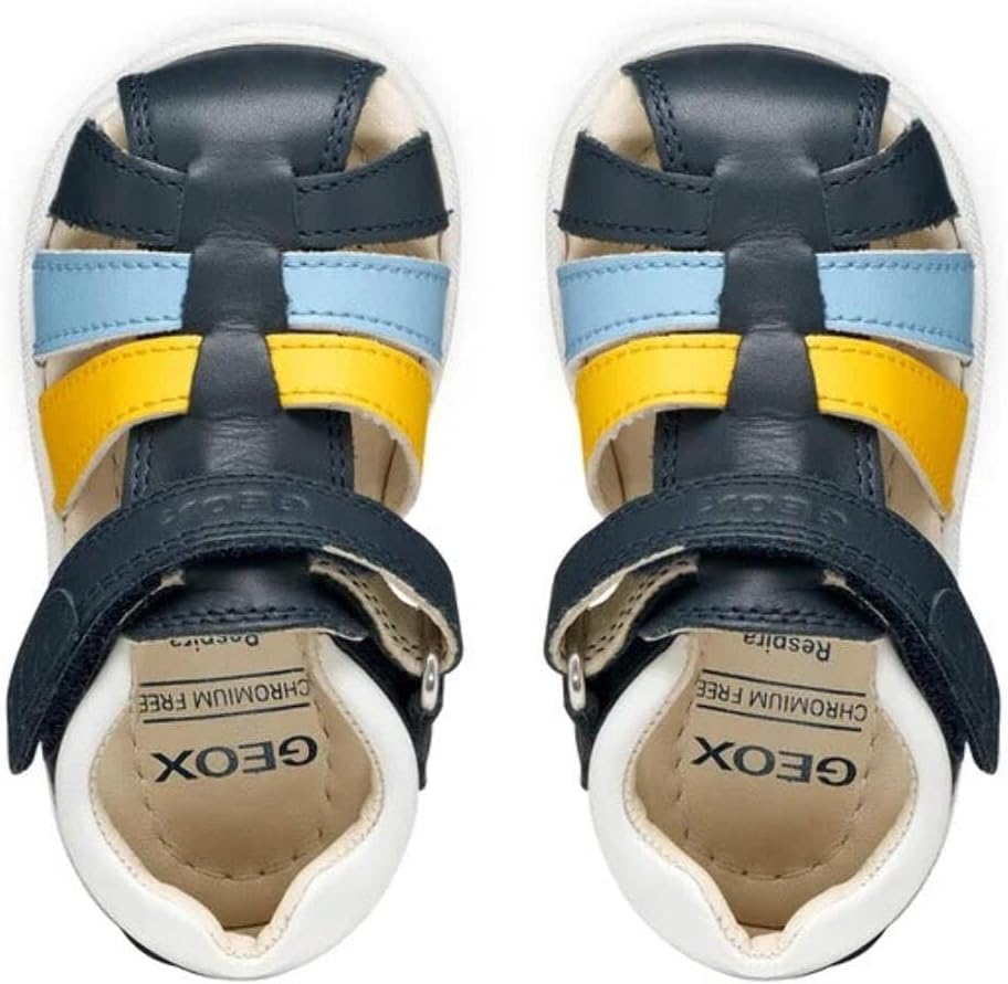 Geox Baby - Jungen B Sandal Macchia BoySandal 18 EU Navy Dk Yellow, 18 EU Navy Dk Yellow