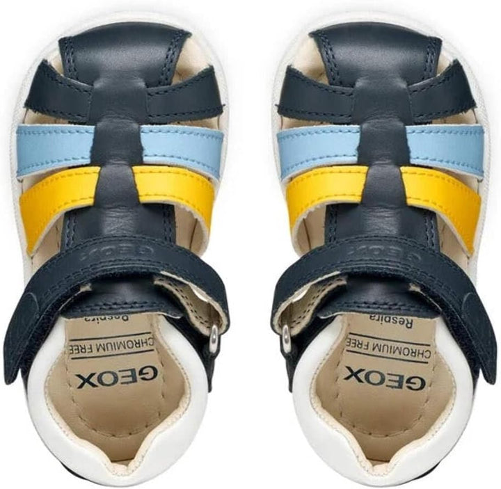 Geox Baby - Jungen B Sandal Macchia BoySandal 18 EU Navy Dk Yellow, 18 EU Navy Dk Yellow