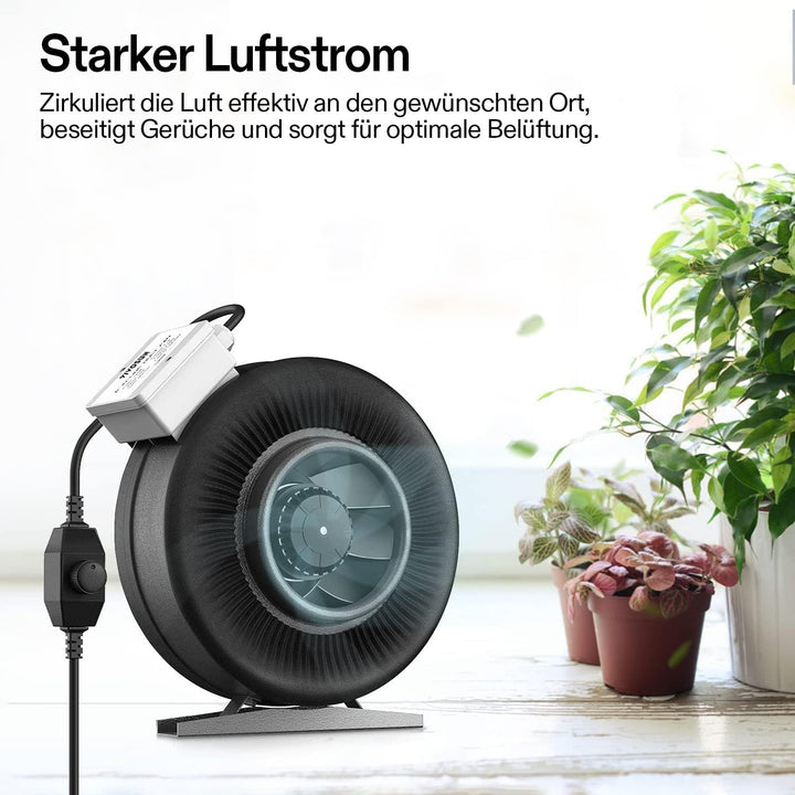 VIVOSUN 6 Zoll Inline Rohrventilator, 440 CFM Lüftungsventilator mit variabler Geschwindigkeitsregle