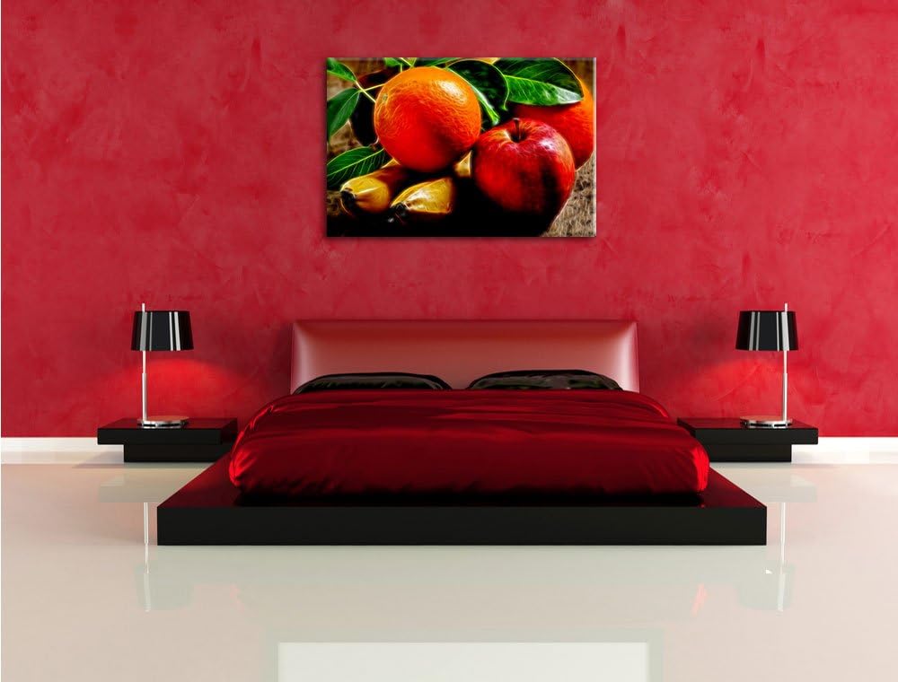 Pixxprint verschiedenes Obst / 100x70cm Leinwandbild bespannt auf Holzrahmen/Wandbild Kunstdruck Dek