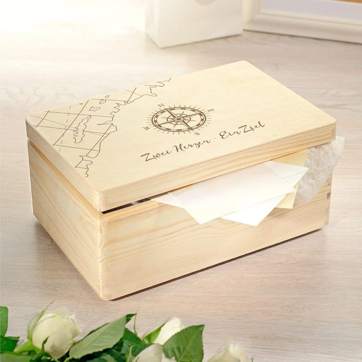 Erinnerungskiste mit Gravur zur Hochzeit, Holz Erinnerungsbox, Hochzeitsgeschenk für Brautpaar, Gesc