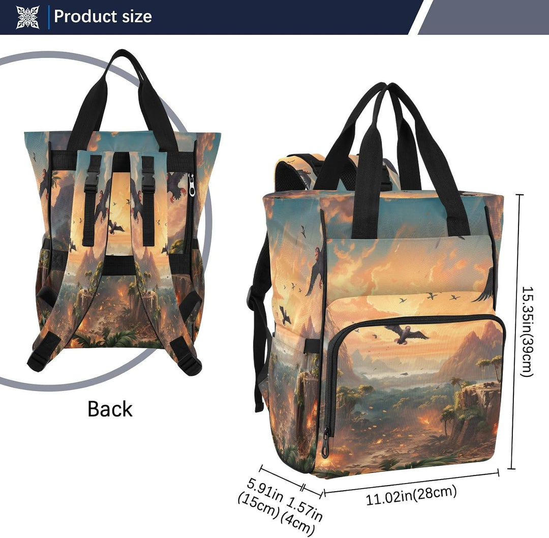 Fliegende Drachen Jagen Feurig Wickeltasche Reiserucksack Grosse Kapazität Schulter Mom Taschen für
