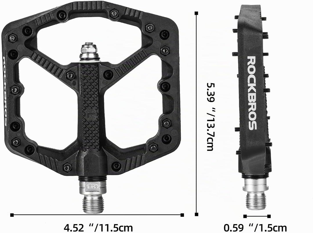 ROCKBROS Fahrradpedale Nylon MTB Pedale rutschfest Verschleissfest 9/16’’ Pedale für MTB, Rennrad, E