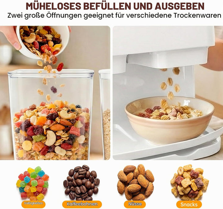 Sinceroduct Müslispender 2er Pack, Cereal Dispenser 3L Grosse luftdichte Müsli-Speicherkisten, Cornf