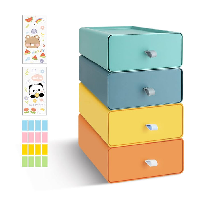 Schreibtisch Schubladenbox, Stapelbarer Organizer Drawer mit Etiketten, Grosse Kunststoff Office Bas
