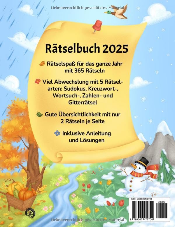 Rätselbuch 2025: Rätselvergnügen für das ganze Jahr mit 365 Rätseln - Inkl. Sudoku, Kreuzwort- & Wor