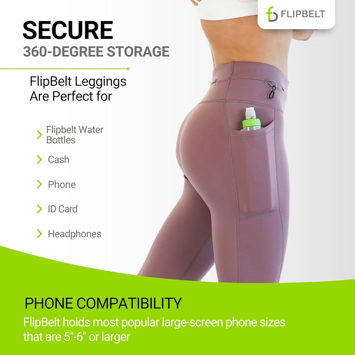 FlipBelt Damen Leggings XS Flieder, XS Flieder
