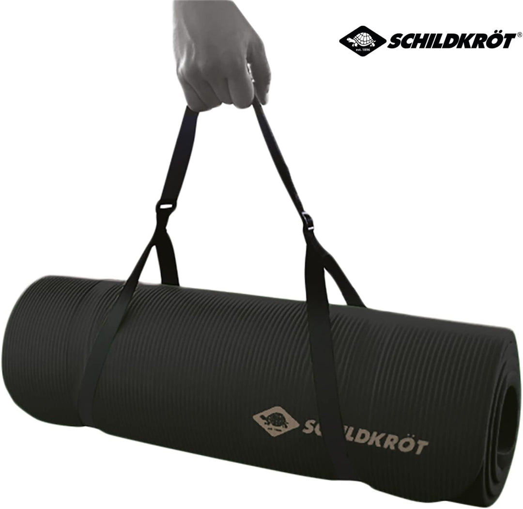 Schildkröt Fitnessmatte, 15 mm, rutschfeste Gymnastikmatte, mit Tragegurt, 183 x 61 x 1,5 cm Schwarz