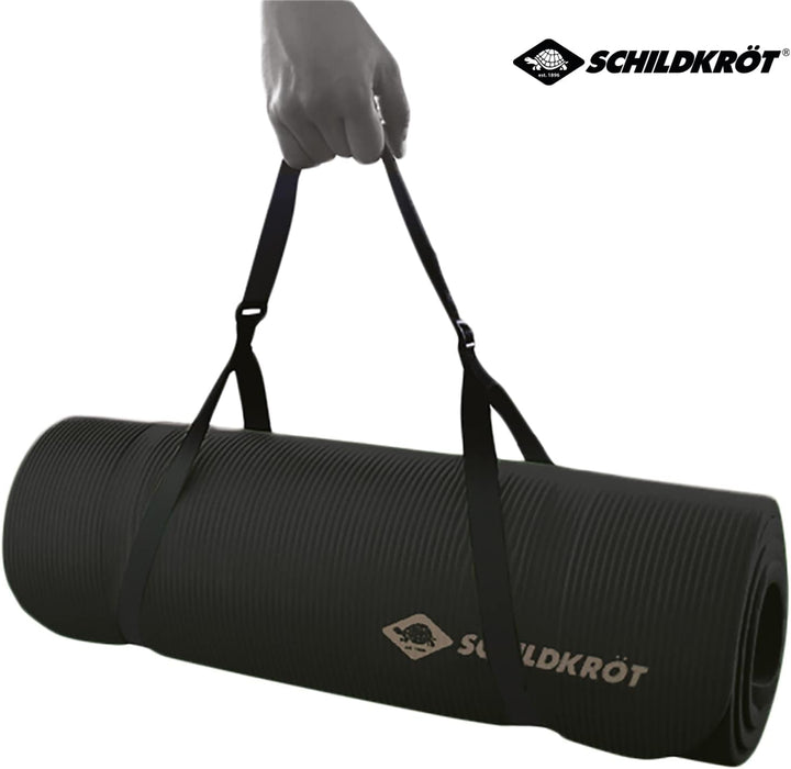 Schildkröt Fitnessmatte, 15 mm, rutschfeste Gymnastikmatte, mit Tragegurt, 183 x 61 x 1,5 cm Schwarz