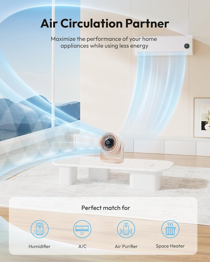 gaiatop Schreibtischventilator mit Touch-Steuerung, 4000 mAh Akku, 5 Geschwindigkeiten Ultra-leise m