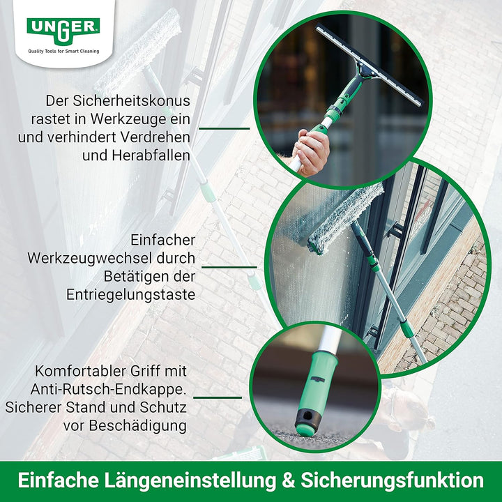 Unger OptiLoc Teleskopstange 4,50 cm (kompatibel Fensterreinigungswerkzeugen, ergonomischer Griff, A