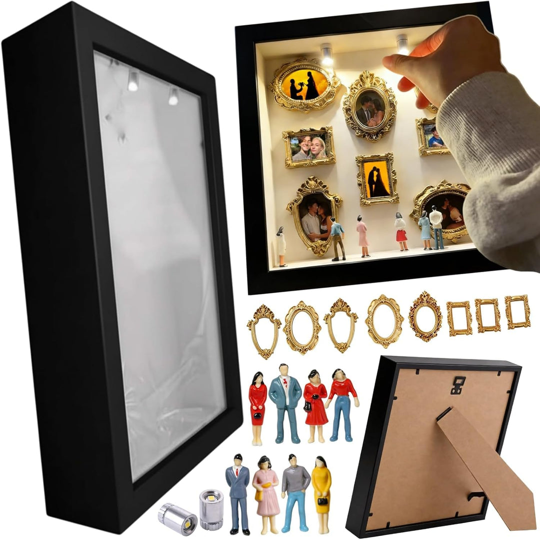 DIY Mini Gold Rahmen Silhouette Box, Upgrade Shadow Box Rahmen Set mit Gold Miniatur Museum, Feiern