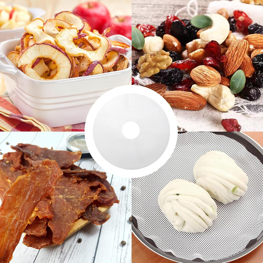 10 Stück Silikon Dehydrator Blätter, Runde Dehydrator Matten mit 1 Stück Küchenzange für Trocknen Vo