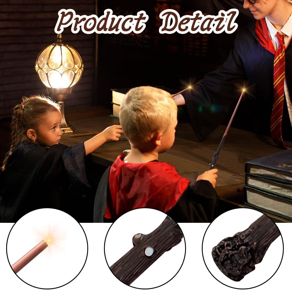 Harry Zauberstab mit Licht, 35CM Elderstab Harry P-Otter Glühen, Zauberstab aus Harz, Magic Wand in