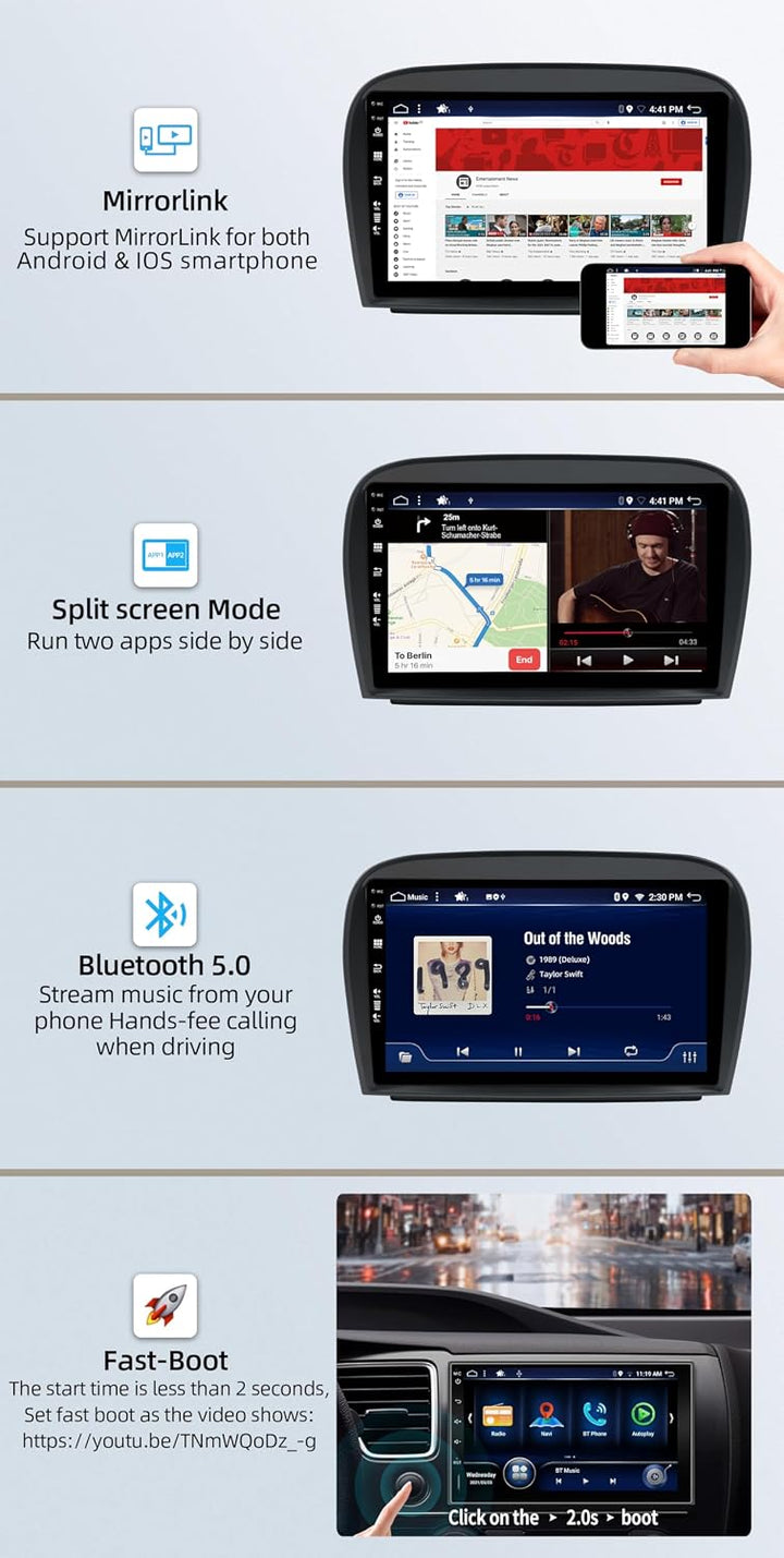 Android 15 Autoradio für Mercedes SL R230 (2005-2012) Radio GPS Navigation - DSP/Carplay/Android Aut
