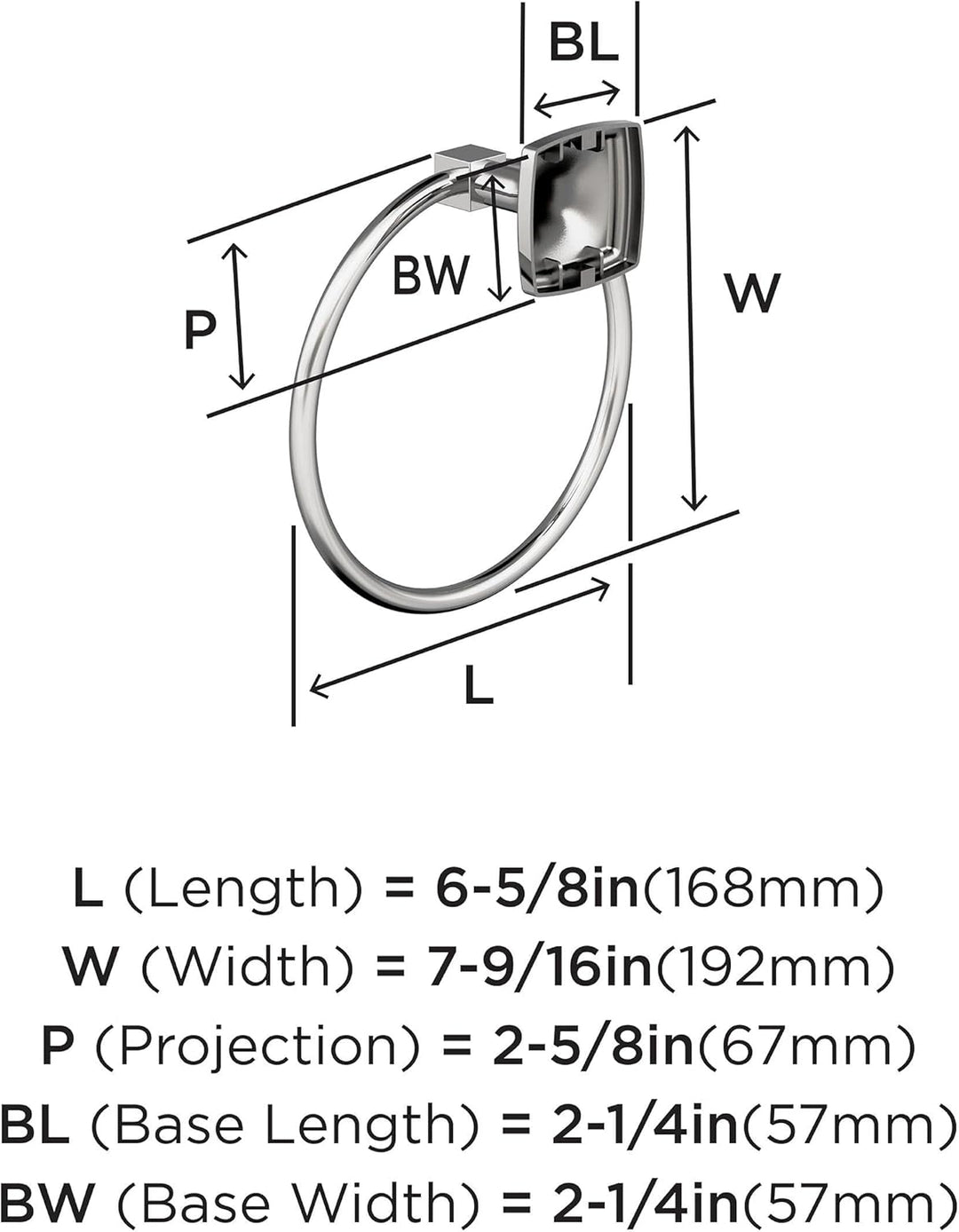 Amerock | Handtuchring | 192 mm | Chrom | Statur | Handtuchhalter | Badzubehör | Badezimmerzubehör T