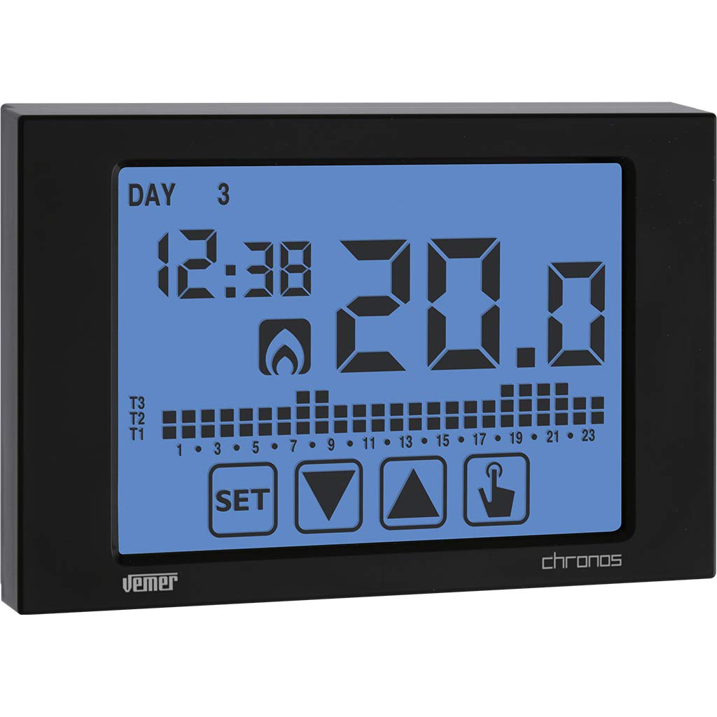 VEMER VE454500 CHRONOS - Digital Heizungsthermostat, Raumthermostat mit Touchscreen-LCD-Anzeige, Str