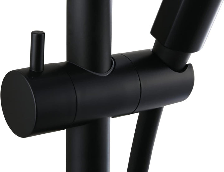 aquaSu® Duschset Acana | schwarz | Duschkopf: 3 Strahlarten, Strahlartenwechsel per Knopf & 12 cm Sp