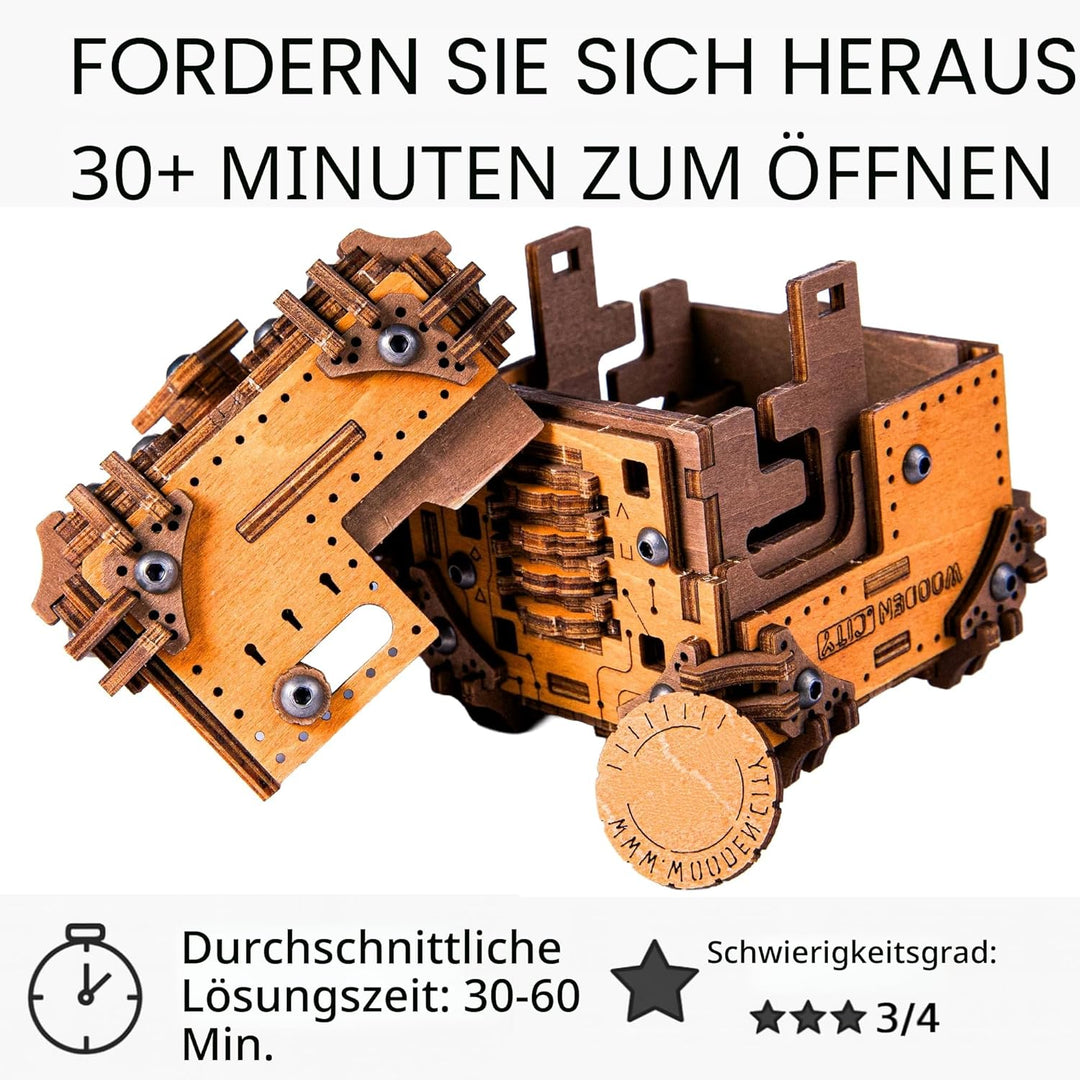 WOODEN.CITY Tesseract Holz Puzzle Box für Erwachsene – 3D Holzpuzzle Bausatz | Escape Room in a Box
