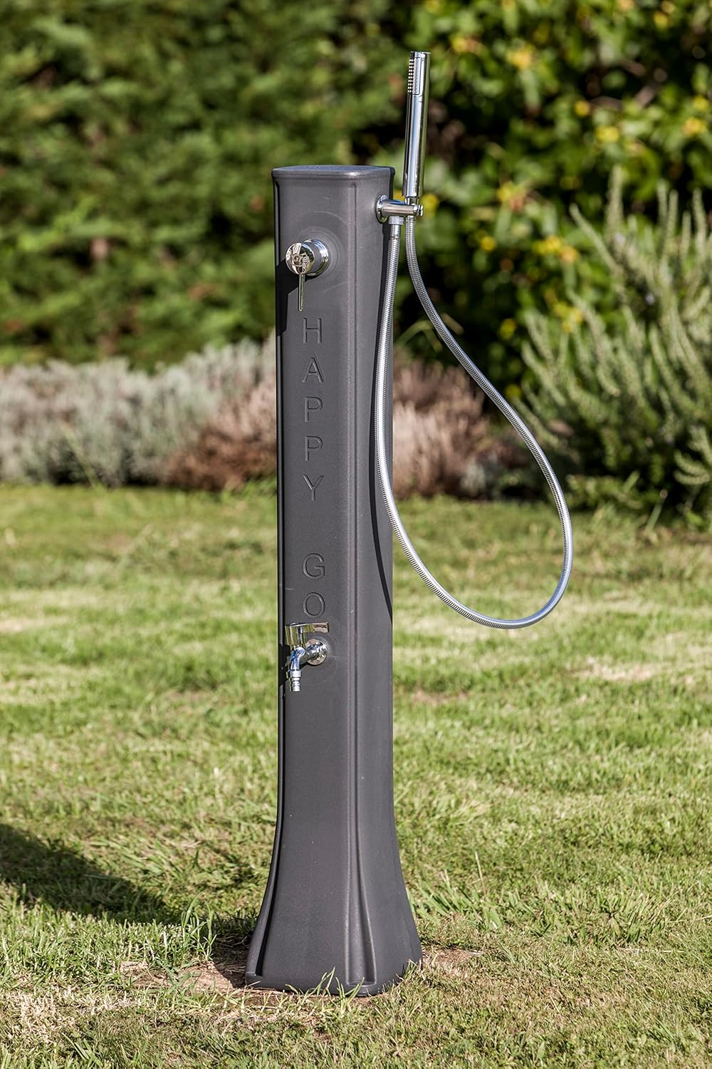 Gre DSM19 - Solardusche für den Aussenbereich. Gartendusche aus Polyethylen mit einem Fusswasserhahn