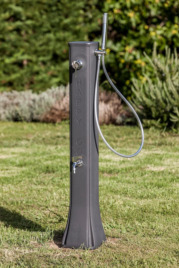 Gre DSM19 - Solardusche für den Aussenbereich. Gartendusche aus Polyethylen mit einem Fusswasserhahn