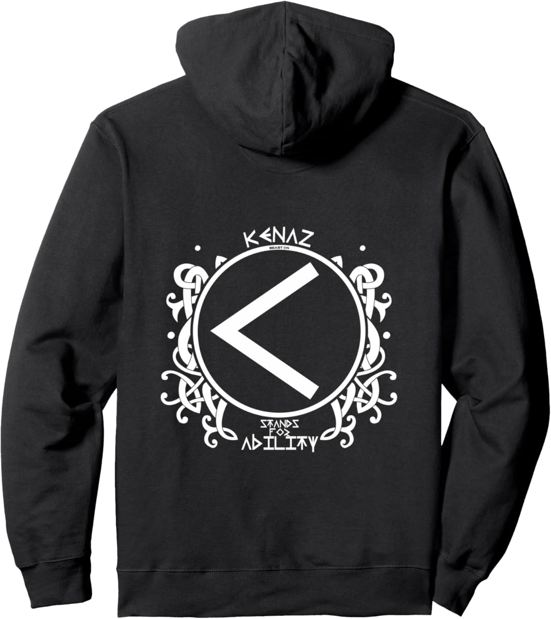 Wikinger Rune KENAZ Rücken Motiv Nordische Rune Fitness Gym Pullover Hoodie