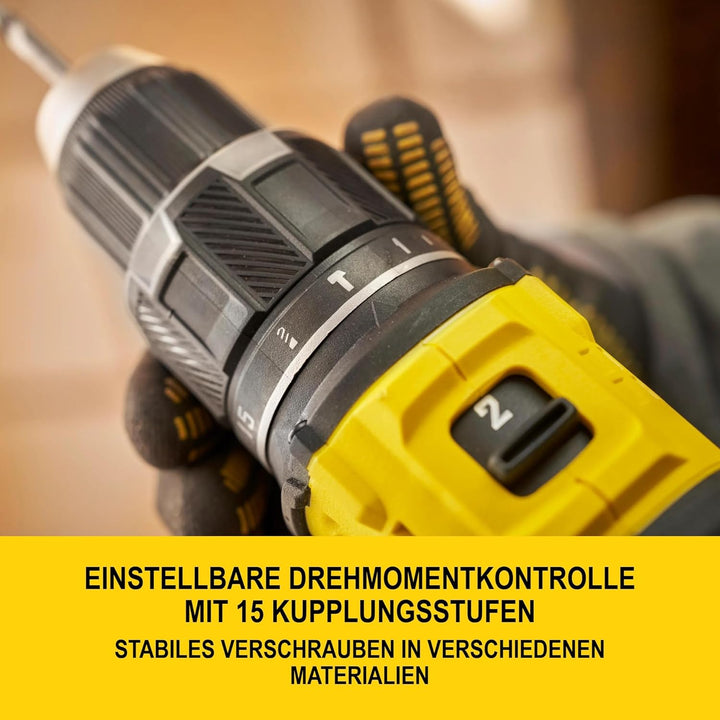 STANLEY V20 Akku-Schlagbohrschrauber, bürstenlos, 2-Gang, inklusive 2x 2,0 Ah Li-Ion-Akku, 1,25 A La
