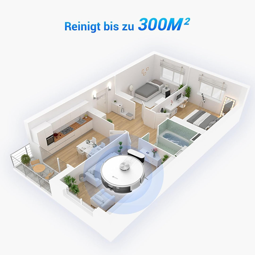 EZVIZ Staubsaugerroboter mit automatischer Staubentleerung, WLAN Staubsauger mit LiDAR Navigation un