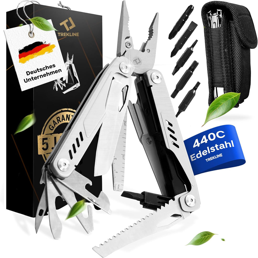 TREKLINE Premium Multitool Werkzeug [rostfreier Edelstahl] Survival Multifunktionsmesser perfektes C